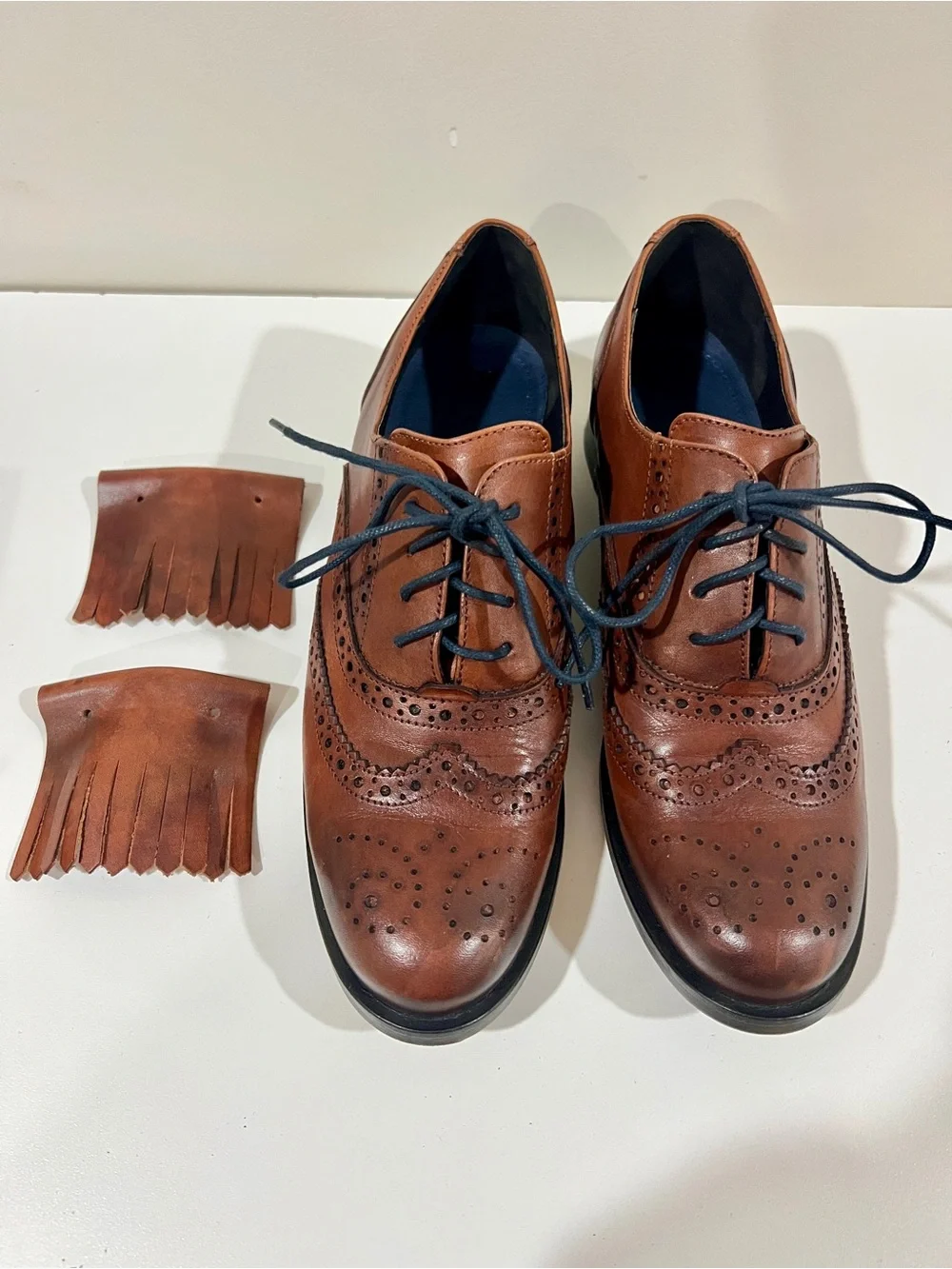 GIROTTI Women’s Custom Brown Leather Wingtip Brogue Oxford Lace Up Shoes Size 39